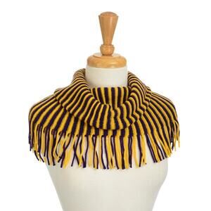 Life Is Beautiful Purple & Yellow Striped Tube Scarf with Fringe